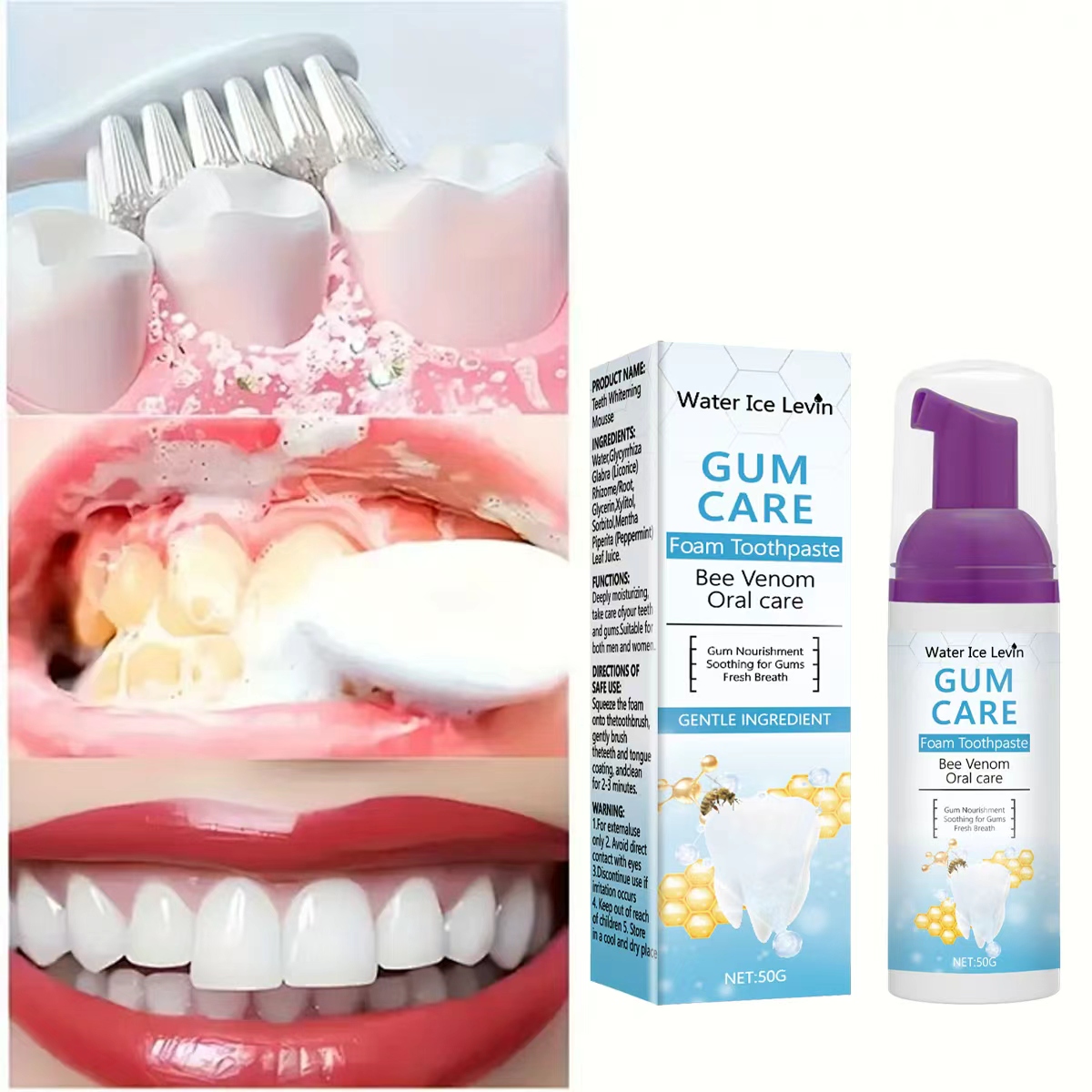 Teeth Whitening Xylitol - Water Ice Levin Gum Care Schuimtandpasta