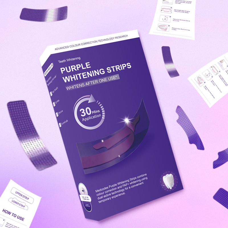 V34 Paarse Glowende Droge Tand - Teeth Whitening Strips recensie en prijs