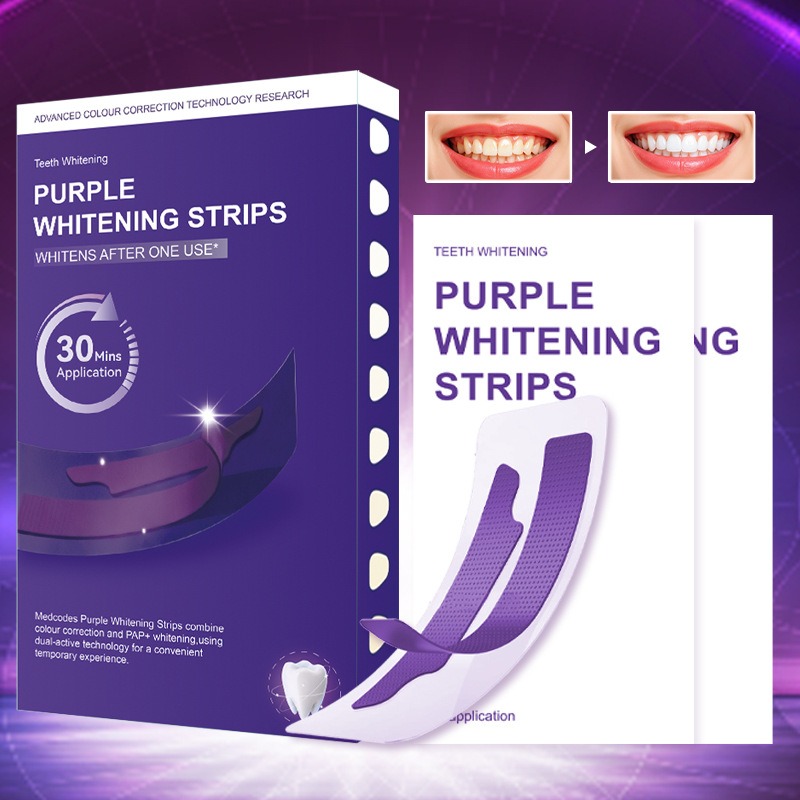 V34 Paarse Glowende Droge Tand - Teeth Whitening Strips recensie en prijs