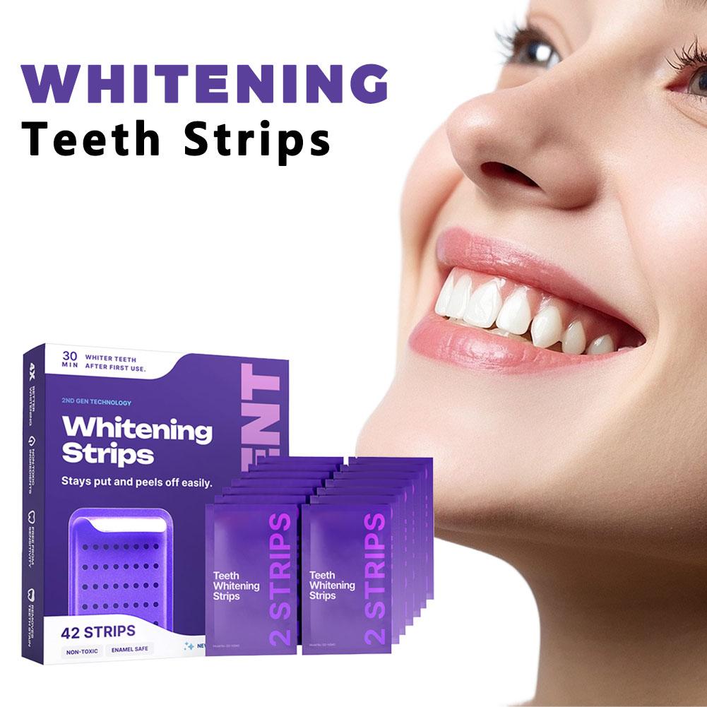 Paarse formule tandenbleekstri - Teeth Whitening Strips recensie en prijs